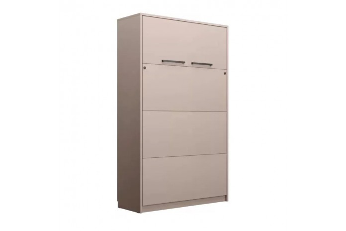 Armoire lit escamotable relevable vertical 140x200 cm taupe DELUXE