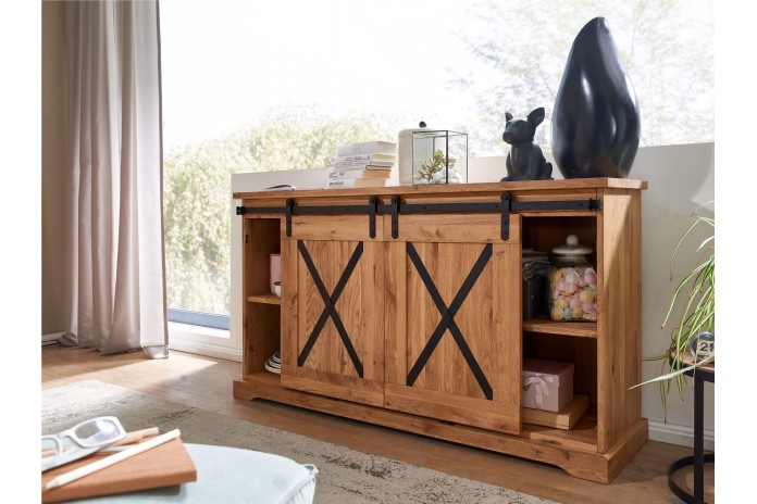 Commode STRONGWOOD II 150 cm  —  La Commode originelle  en chêne massif & esprit industriel : une qualité