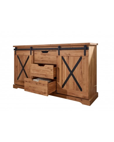 Commode STRONGWOOD II 150 cm  —  La Commode originelle  en chêne massif & esprit industriel : une qualité