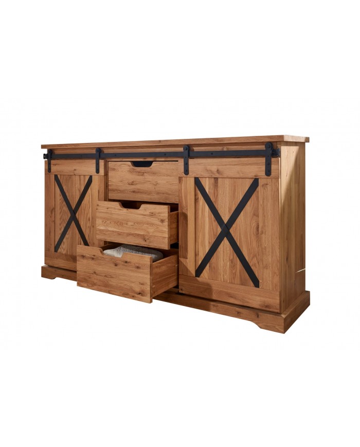 Commode STRONGWOOD II 150 cm  —  La Commode originelle  en chêne massif & esprit industriel : une qualité
