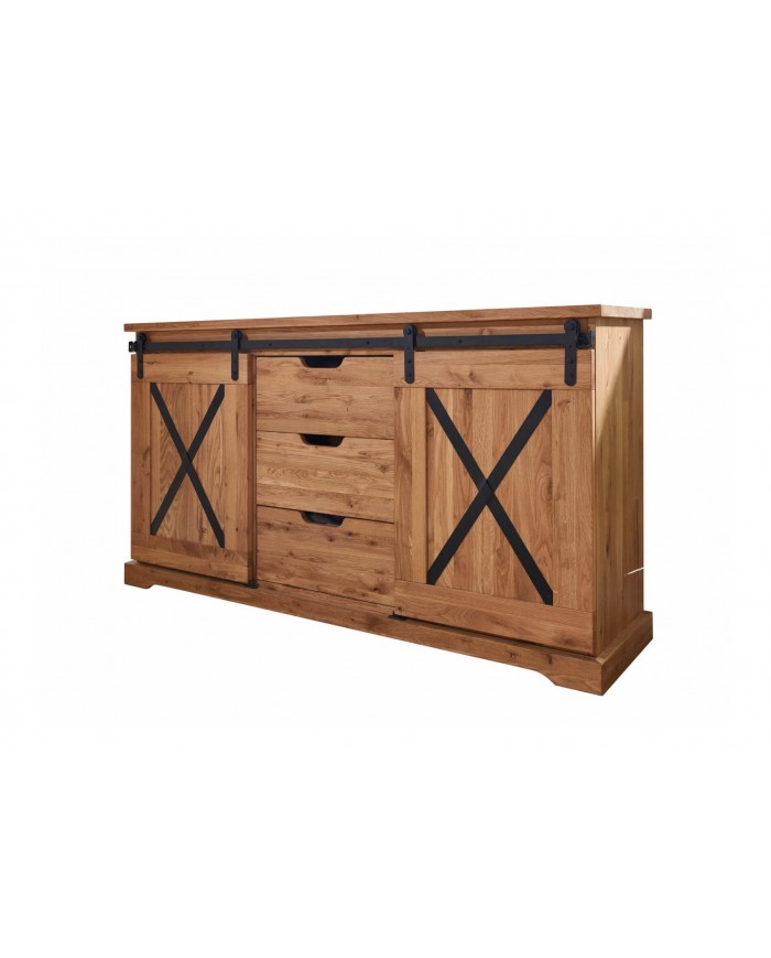 Commode STRONGWOOD II 150 cm  —  La Commode originelle  en chêne massif & esprit industriel : une qualité