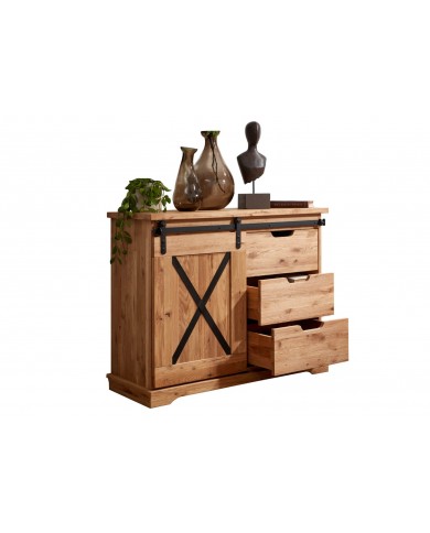 Commode STRONGWOOD 100 cm I  100 % BOIS MASSIF  : La Commode originelle  en chêne massif & esprit industriel