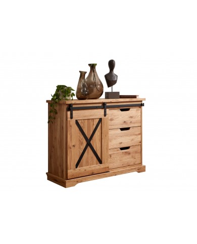 Commode STRONGWOOD 100 cm I  100 % BOIS MASSIF  : La Commode originelle  en chêne massif & esprit industriel