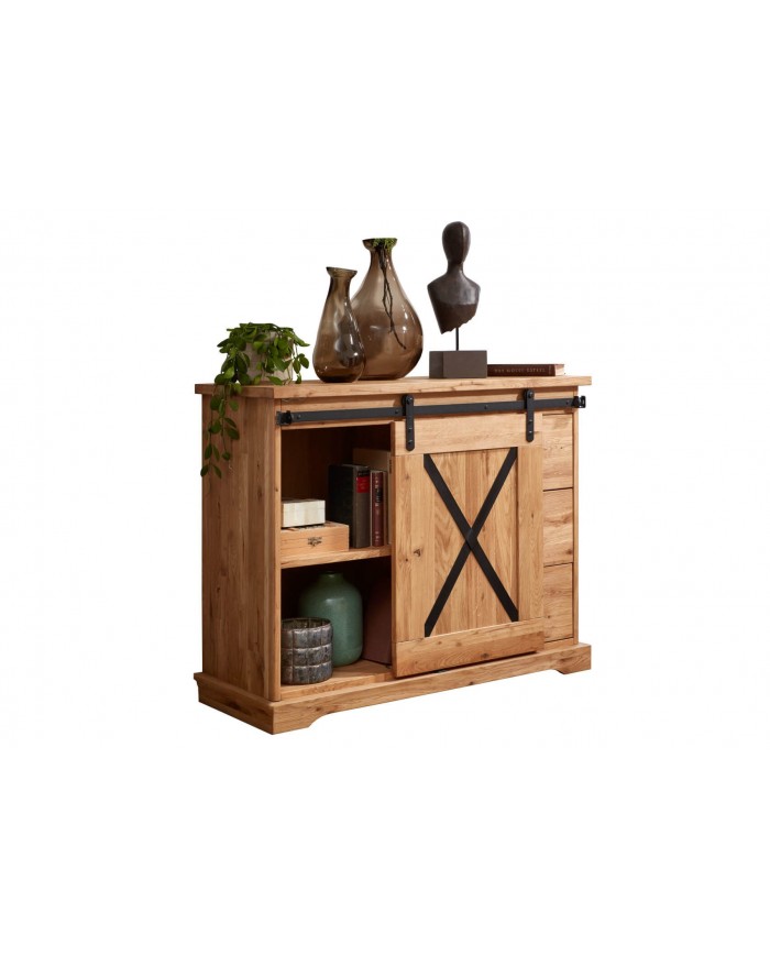 Commode STRONGWOOD 100 cm I  100 % BOIS MASSIF  : La Commode originelle  en chêne massif & esprit industriel
