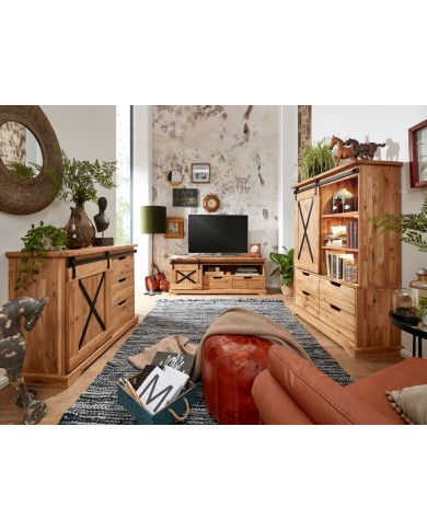Commode STRONGWOOD 100 cm I  100 % BOIS MASSIF  : La Commode originelle  en chêne massif & esprit industriel