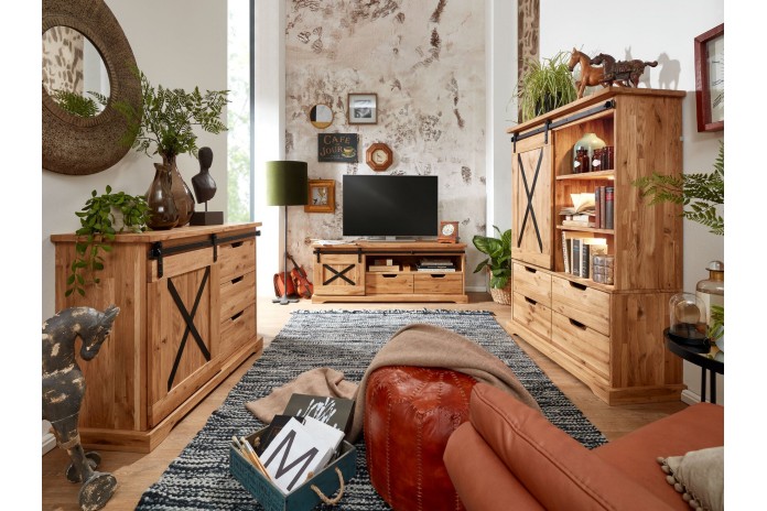 Commode STRONGWOOD 100 cm I  100 % BOIS MASSIF  : La Commode originelle  en chêne massif & esprit industriel
