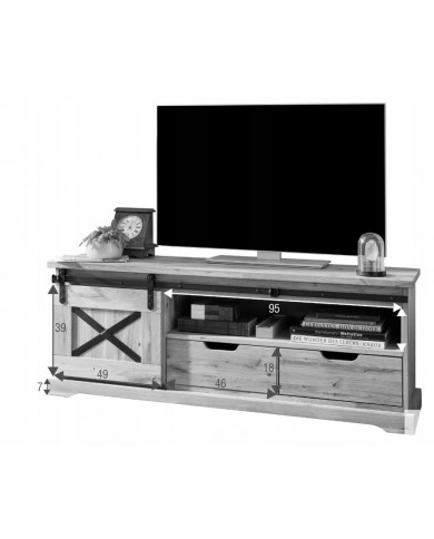 Meuble TV STRONGWOOD I 150 cm – STYLE INDUSTRIEL HAUT DE GAMME • 100 % CHENE MASSIF • MEUBLE LIVRÉ MONTÉ