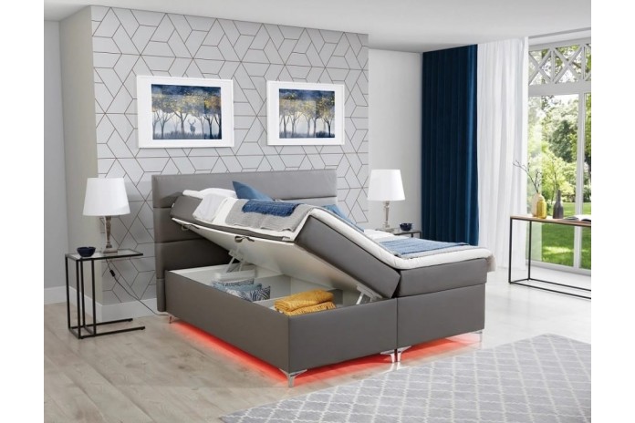 Boxspring Premium avec coffre intégré, LED et finitions au choix ASTORIA™ LUXBOX