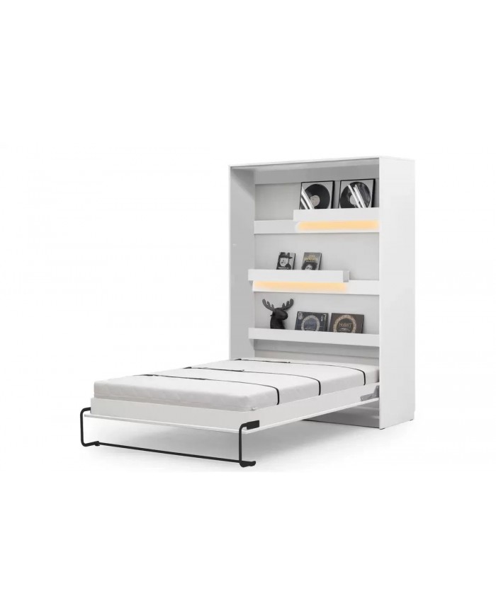Lit escamotable vertical 120×200 cm avec LED & rangement