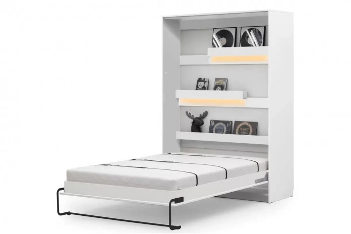 Lit escamotable vertical 120×200 cm avec LED & rangement