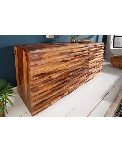 Commode buffet bois massif de sheesham 2 portes et 3 tiroirs 160 cm Monolith