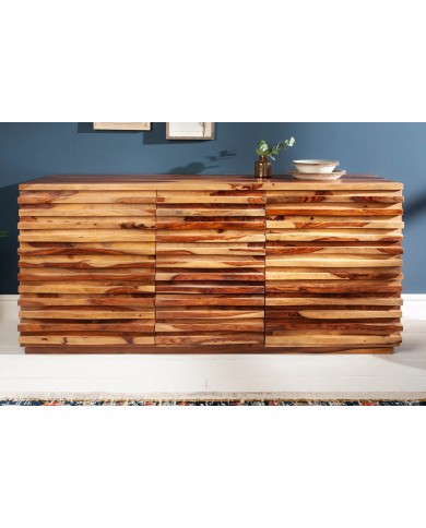 Commode buffet bois massif de sheesham 2 portes et 3 tiroirs 160 cm Monolith