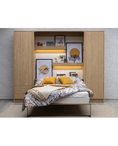 Lit escamotable vertical 120×200 cm chêne huilé DELUXE | Mobili & Co