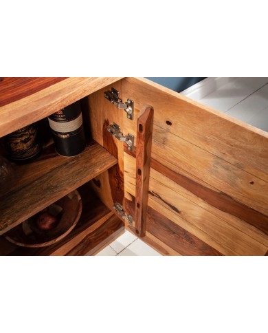 Commode buffet bois massif de sheesham 2 portes et 3 tiroirs 160 cm Monolith