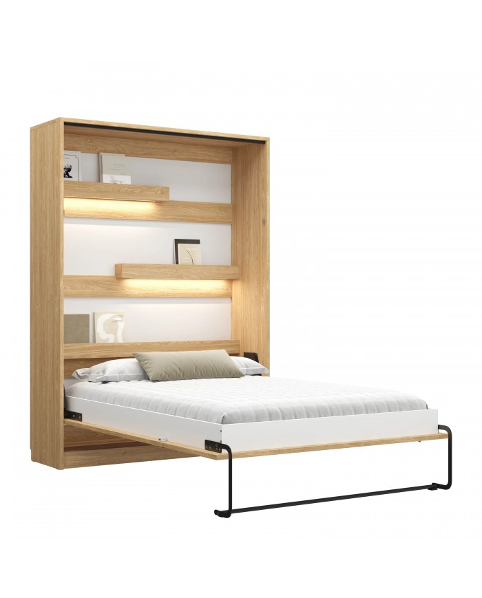Lit escamotable vertical 120×200 cm chêne huilé DELUXE | Mobili & Co