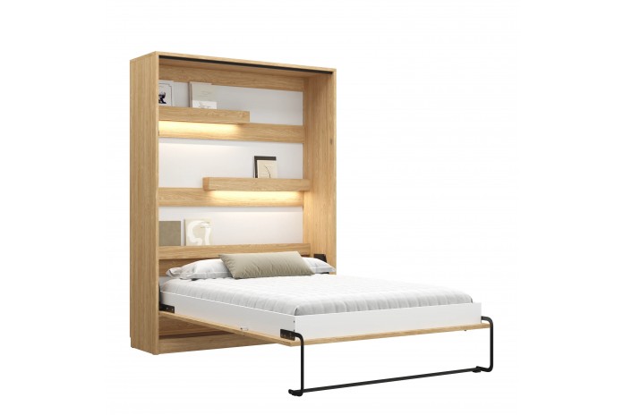 Lit escamotable vertical 120×200 cm chêne huilé DELUXE | Mobili & Co
