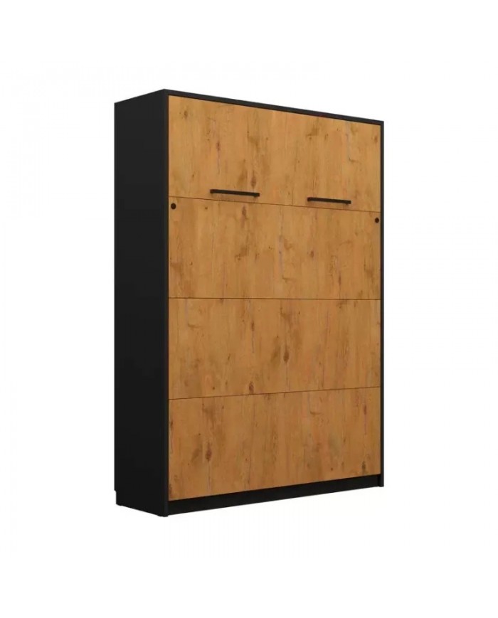 Lit escamotable vertical 120×200 chêne lancelot & noir DELUXE | Mobili & Co