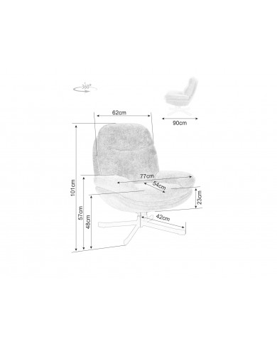 Fauteuil rotatif à 360° avec dossier inclinable design ultra confort Harper