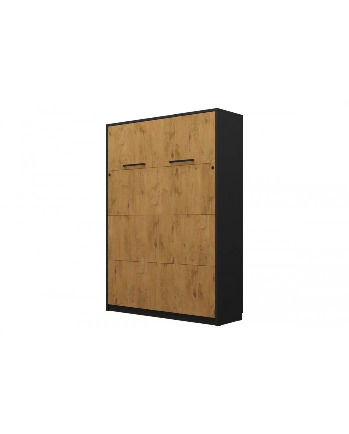 Lit escamotable vertical 120×200 chêne lancelot & noir DELUXE | Mobili & Co