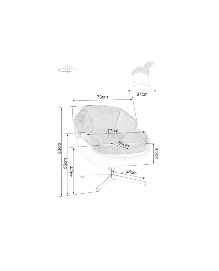 Fauteuil rotatif à 360° design ultra confort Betty