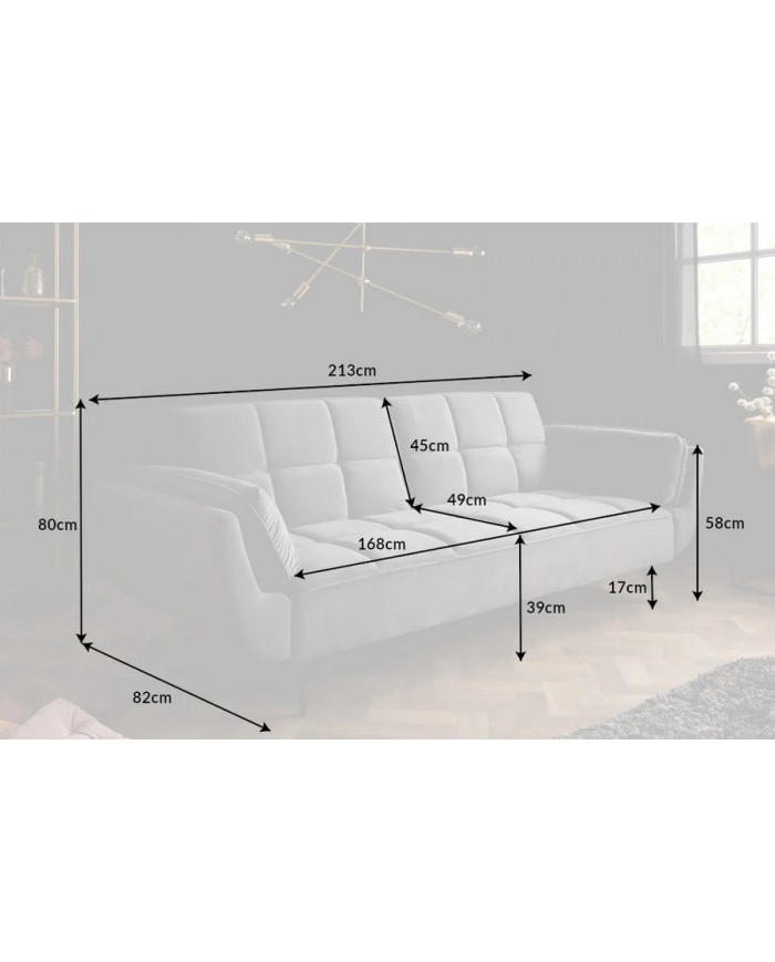 Canapé-Lit Convertible TITAN 215 cm – Tissu Velours Gris avec Accoudoirs – Sofa Design et Confortable