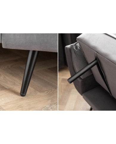 Canapé-Lit Convertible TITAN 215 cm – Tissu Velours Gris avec Accoudoirs – Sofa Design et Confortable