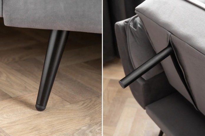 Canapé-Lit Convertible TITAN 215 cm – Tissu Velours Gris avec Accoudoirs – Sofa Design et Confortable