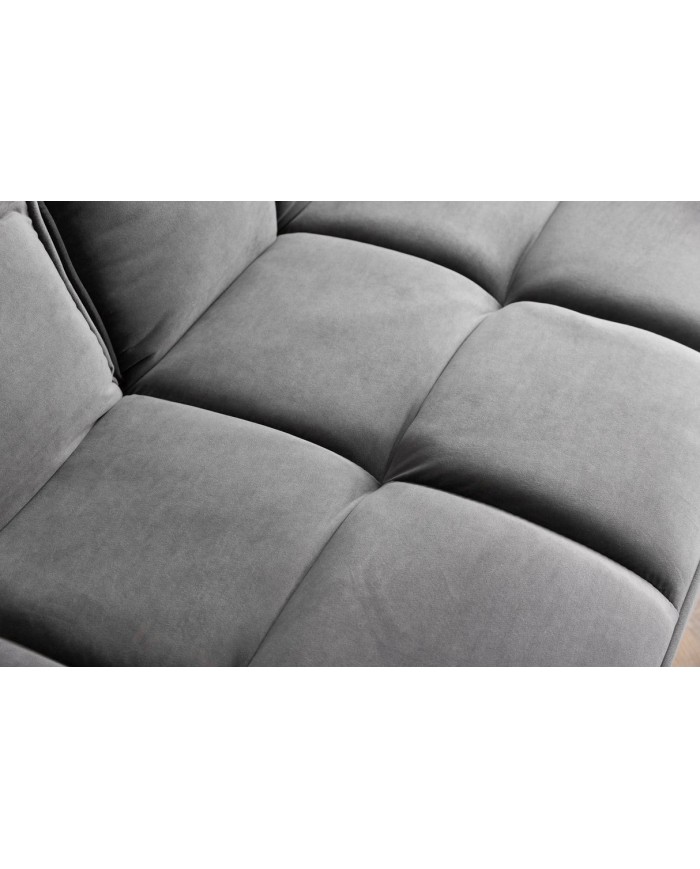 Canapé-Lit Convertible TITAN 215 cm – Tissu Velours Gris avec Accoudoirs – Sofa Design et Confortable