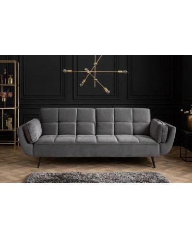 Canapé-Lit Convertible TITAN 215 cm – Tissu Velours Gris avec Accoudoirs – Sofa Design et Confortable