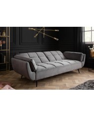 Canapé-Lit Convertible TITAN 215 cm – Tissu Velours Gris avec Accoudoirs – Sofa Design et Confortable