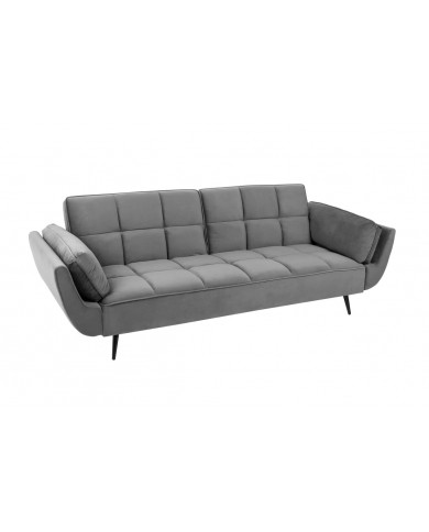 Canapé-Lit Convertible TITAN 215 cm – Tissu Velours Gris avec Accoudoirs – Sofa Design et Confortable