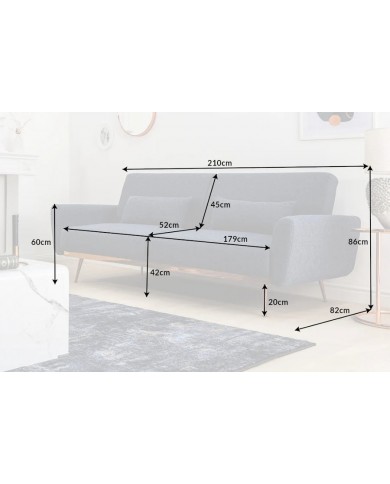 Canapé-Lit COSYLINE 210 cm – Tissu Texturé Bleu  Sofa Convertible Design et Confortable