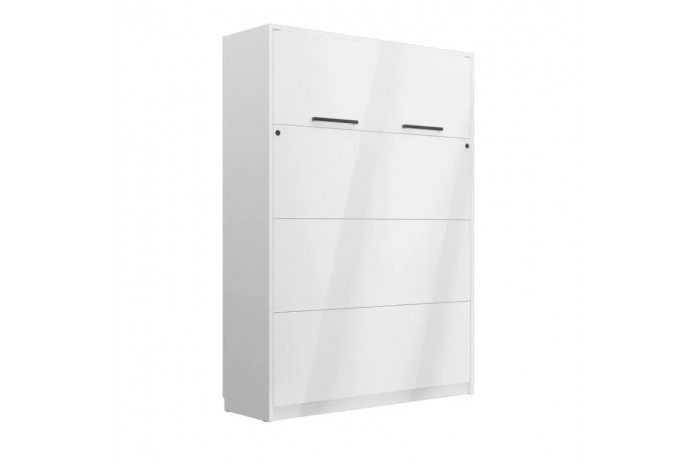 Armoire lit escamotable relevable vertical 120x200 cm blanc brillant DELUXE