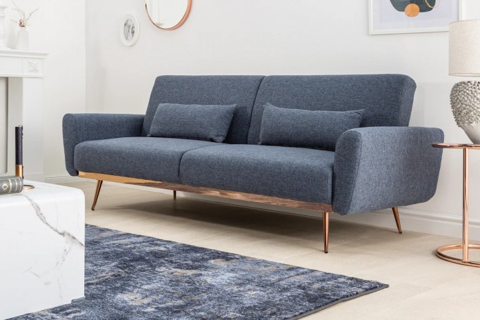 Canapé-Lit COSYLINE 210 cm – Tissu Texturé Bleu  Sofa Convertible Design et Confortable