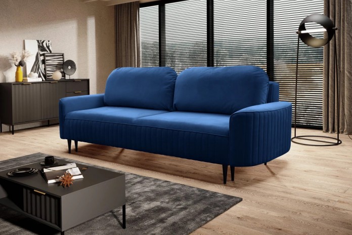 Canapé Orfeo Velluto 11 blue véritable lit 2 places - Matelas haute élasticité, parfait pour un usage quotidien