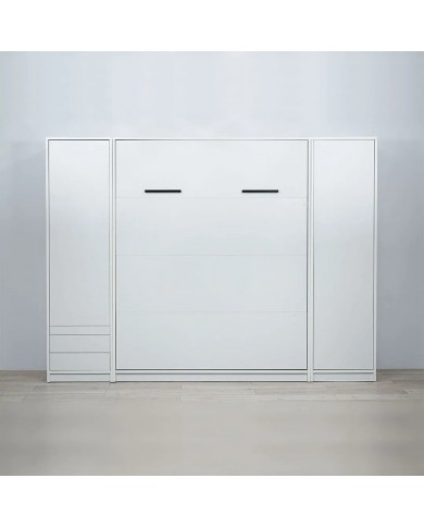 Armoire lit escamotable relevable vertical 120x200 cm blanc brillant DELUXE