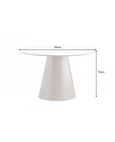 Table à manger ronde 120 cm MARBELLA – Bois de noyer & plateau céramique effet marbre blanc