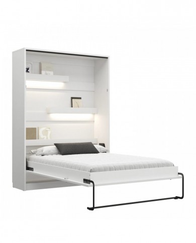 Lit escamotable vertical 160×200 cm blanc | Gain de place