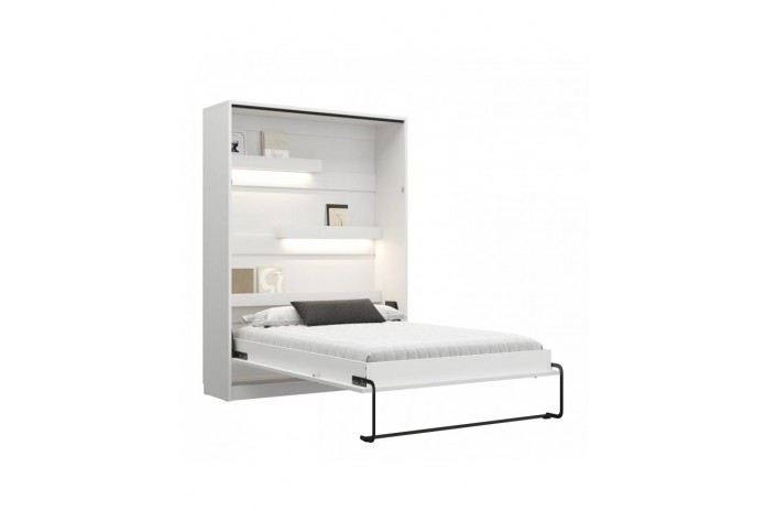 Lit escamotable vertical 160×200 cm blanc | Gain de place