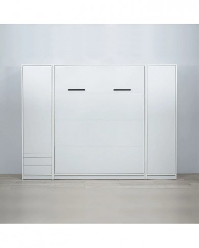 Lit escamotable vertical 160×200 cm blanc | Gain de place