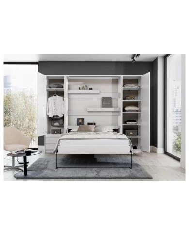 Lit escamotable vertical 160×200 cm blanc | Gain de place