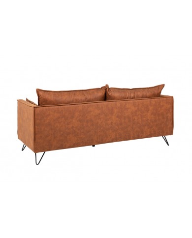 Canapé DAKOTA 195 cm – Microfibre marron antique, style rétro vintage avec pieds épingle design