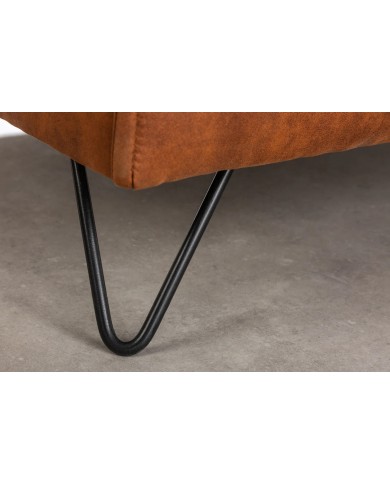Canapé DAKOTA 195 cm – Microfibre marron antique, style rétro vintage avec pieds épingle design