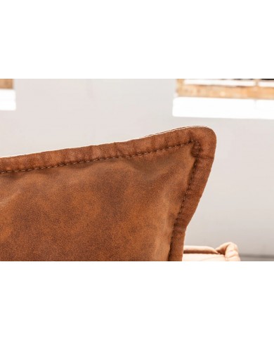 Canapé DAKOTA 195 cm – Microfibre marron antique, style rétro vintage avec pieds épingle design