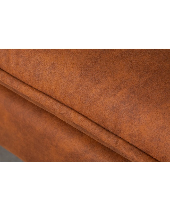 Canapé DAKOTA 195 cm – Microfibre marron antique, style rétro vintage avec pieds épingle design