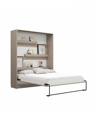 Lit escamotable vertical 160×200 cm taupe DELUXE | Mobili & Co
