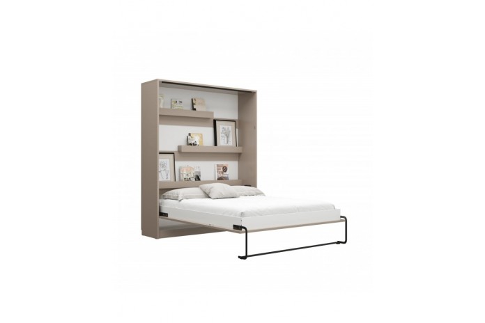 Lit escamotable vertical 160×200 cm taupe DELUXE | Mobili & Co
