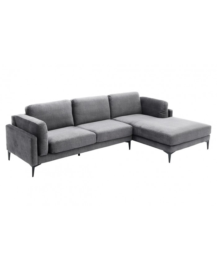 Canapé d'angle BROOKLYN 295 cm - Velours gris foncé avec angle droit, style contemporain & confort XL