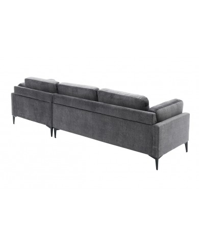 Canapé d'angle BROOKLYN 295 cm - Velours gris foncé avec angle droit, style contemporain & confort XL