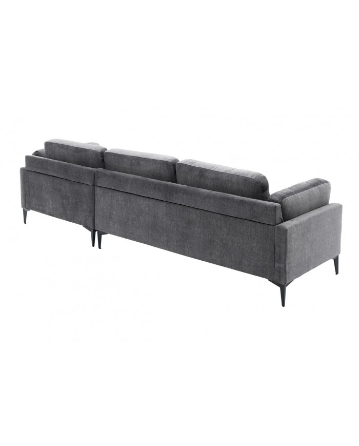 Canapé d'angle BROOKLYN 295 cm - Velours gris foncé avec angle droit, style contemporain & confort XL
